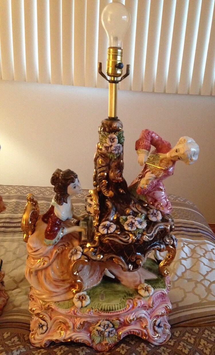 Capodimonte Victorian Porcelain Lamps Vintage Italian Couple Etsy
