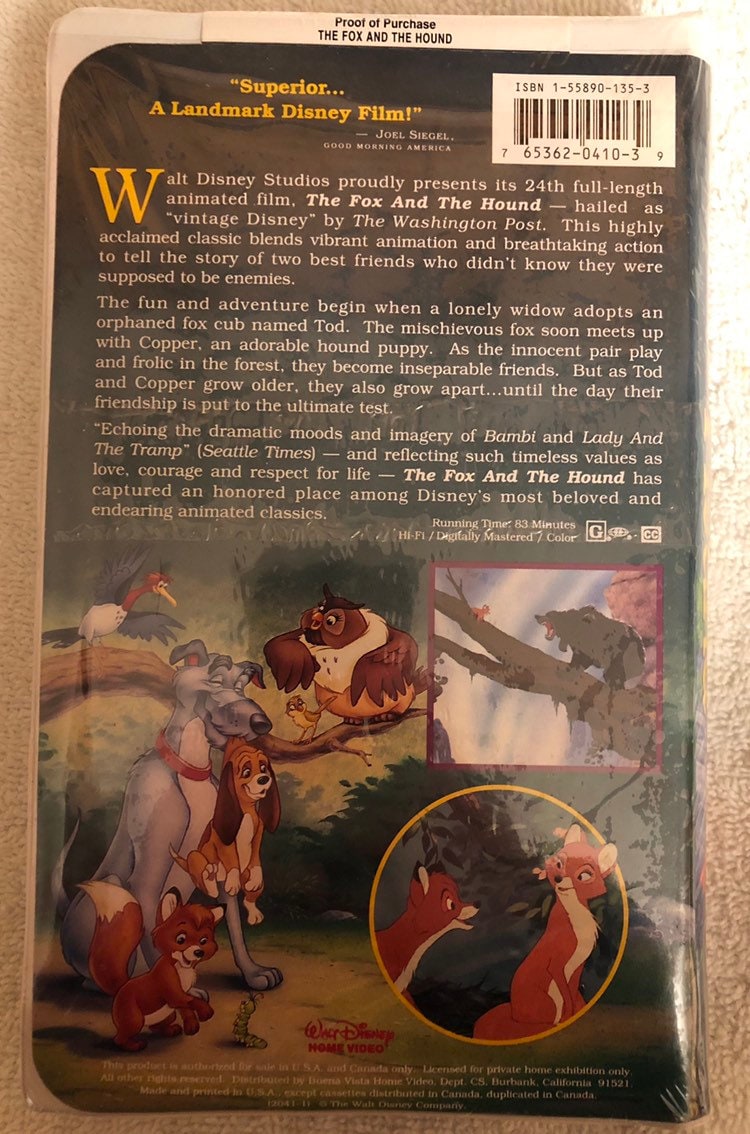 Walt Disney Classic the Fox and the Hound VHS #2041; the Fox and