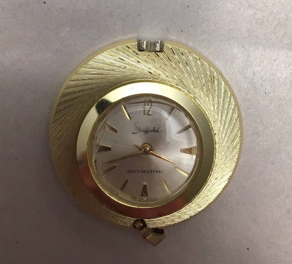 SHEFFIELD シェフィールド 14KT.ALL GOLD 刻印19798 Lady Sheffield Watch Vintage Bracelet 17J Gold Tone Cuff