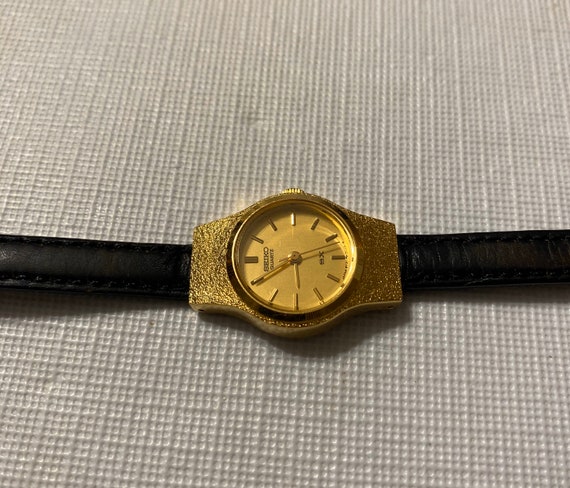 Vintage Seiko Quartz SX Norwegian Calf Watch Gold Ton… - Gem