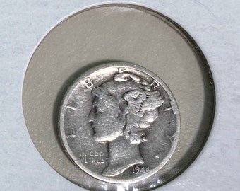 1944 Mercury Dime &quot;W&quot; gestempelt; Zehn Cent Münze; US-Währung; Vintage Münzen
