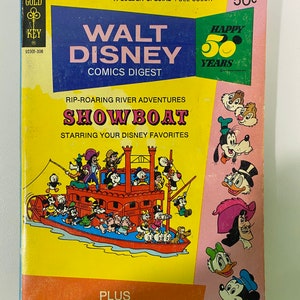 Vintage 1973 Walt Disney Comic Digest Books; Walt Disney Donald Duck Book; Disney 50 Years