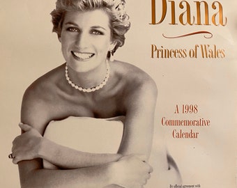 1997 Princess Diana Calendar; 1998 Commemorative Calendar Diana Princess of Wales; Vintage Princess Diana Photography
