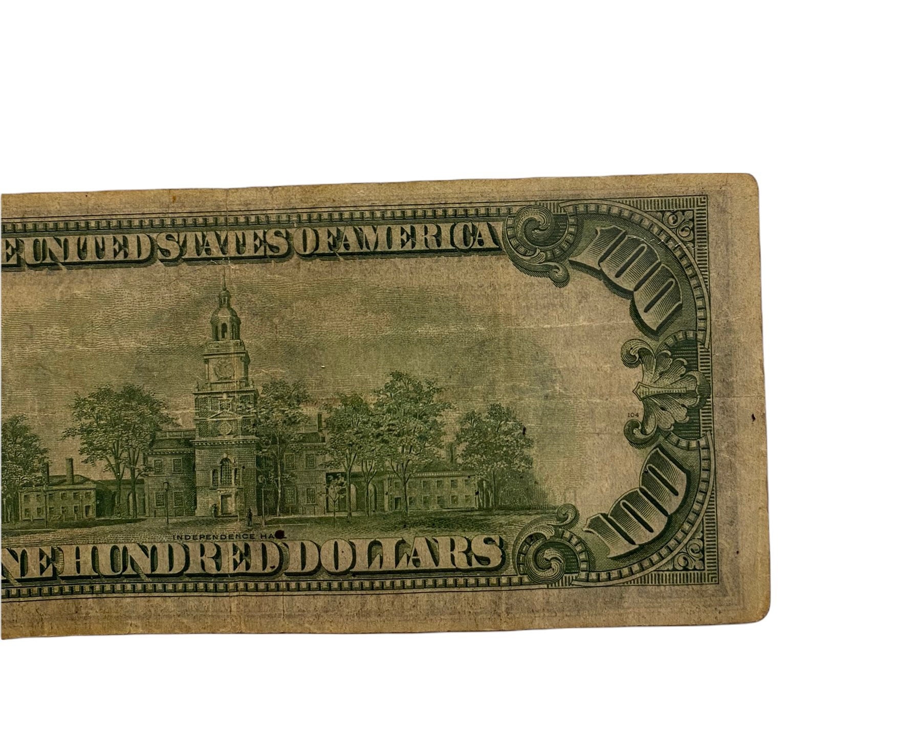 1934 D 100 ドル紙幣; アンティーク 100 ドル紙幣 連邦準備銀行券