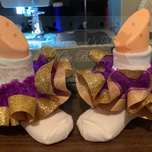 Purple and Gold Ruffle Socks