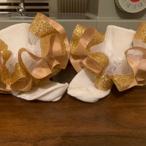 Ruffle Lace Socks with Glitter Ribbon Trim