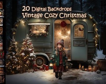 20 Christmas Digital Backdrops for Photography. Bundle. Vintage Cozy Christmas digital backgrounds. Instant download.