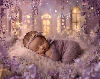 Purple Floral Newborn Digital Background: Fairy Tale Backdrop (Digital Download)