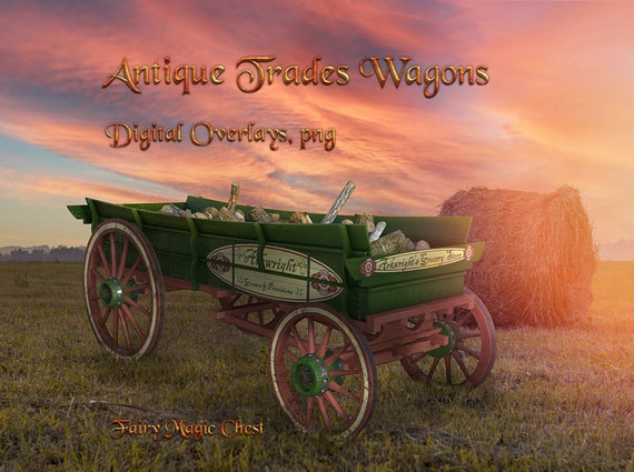 Antique Trades Wagons Digital Overlays: PNG Clipart (Wood Overlay Gift)