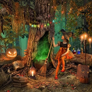 Halloween Cauldron Digital Background: Witch, Wizard Photography (JPG)