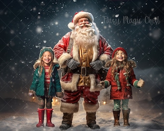 Christmas Santa Digital Background, Digital Backdrop for Photography. Instant download.