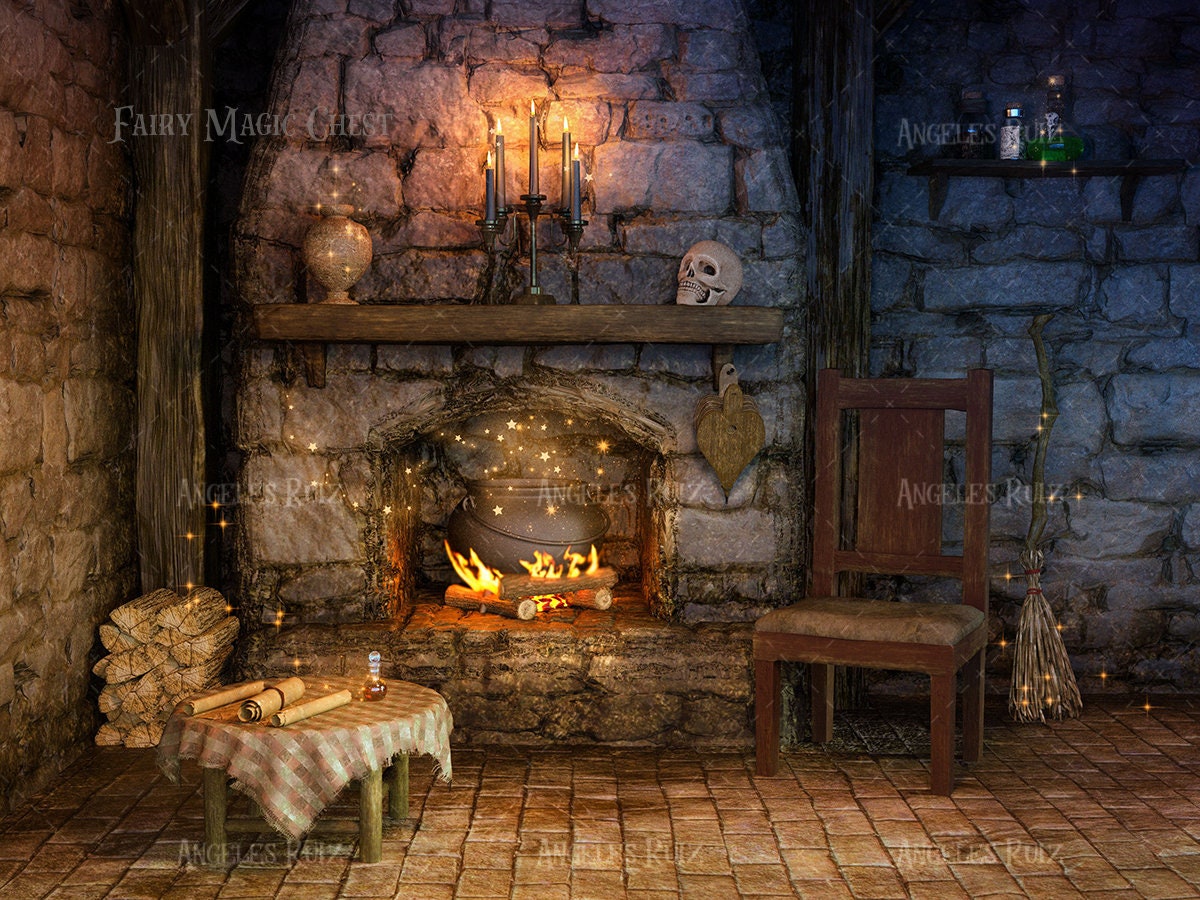 Digital Background / Backdrop for Witch or Wizard Fireplace | Etsy
