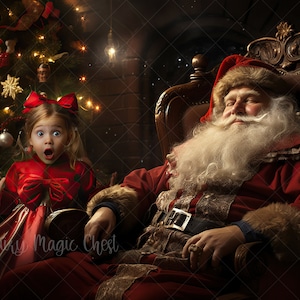 Santa&#39;s Naptime Surprise: Christmas Digital Background. Christmas Digital Backdrop for Photography. Instant download.