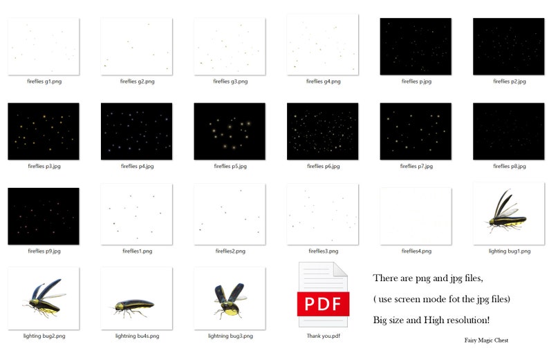 Fireflies Png Overlay Lightning Bugs and Particles With Glow Etsy