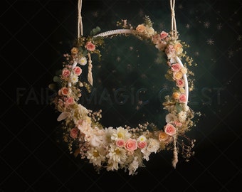 Floral Swing Newborn Digital Backdrop: Baby Girl Photo Prop (Digital Download)