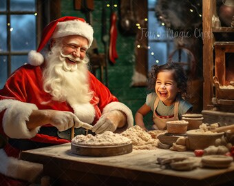 Santa's Sweet Kitchen: Christmas Digital Photography Backdrop (Digital Download)