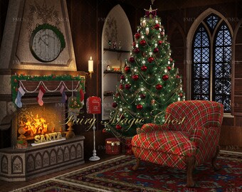 Christmas Digital Backdrop / Background Vintage Red Armchair - Etsy Christmas Digital Backdrop / Background Vintage Red Armchair - Etsy