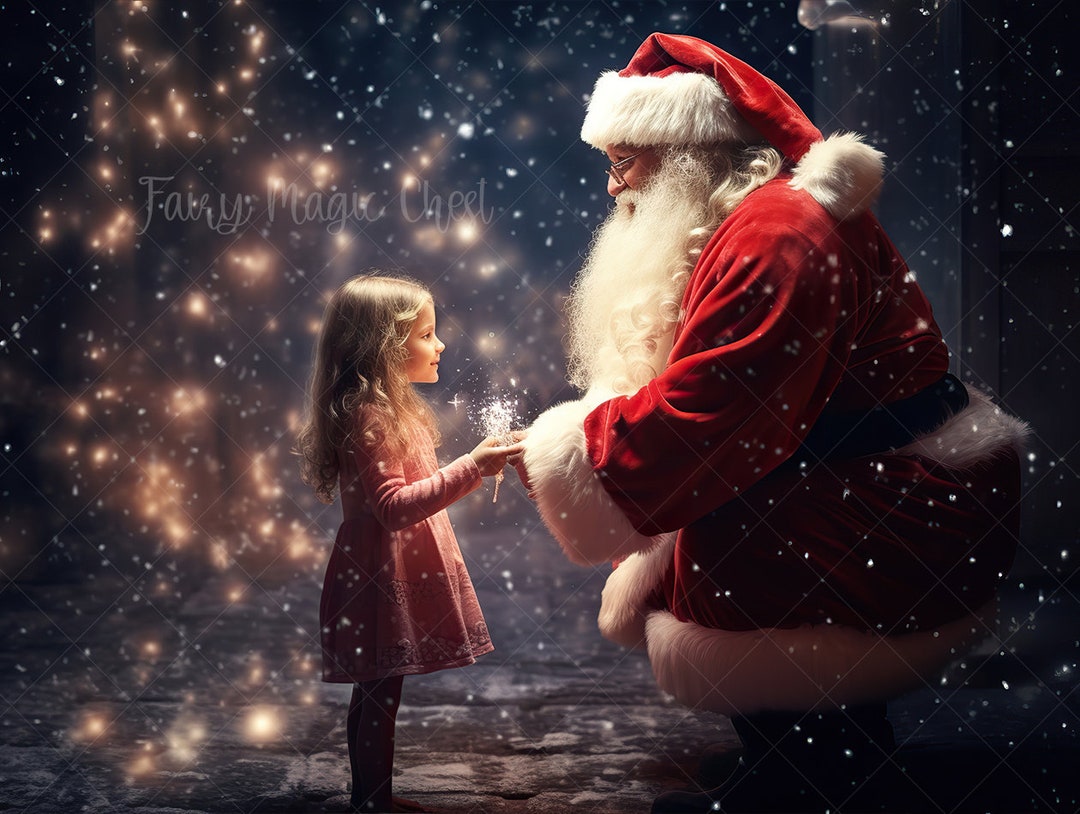 サンタの真夜中の魔法：クリスマスデジタル写真背景（デジタル