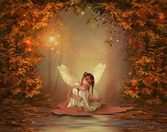 Fairy Pond Digital Background: Autumn Enchanted Forest (Digital Download)