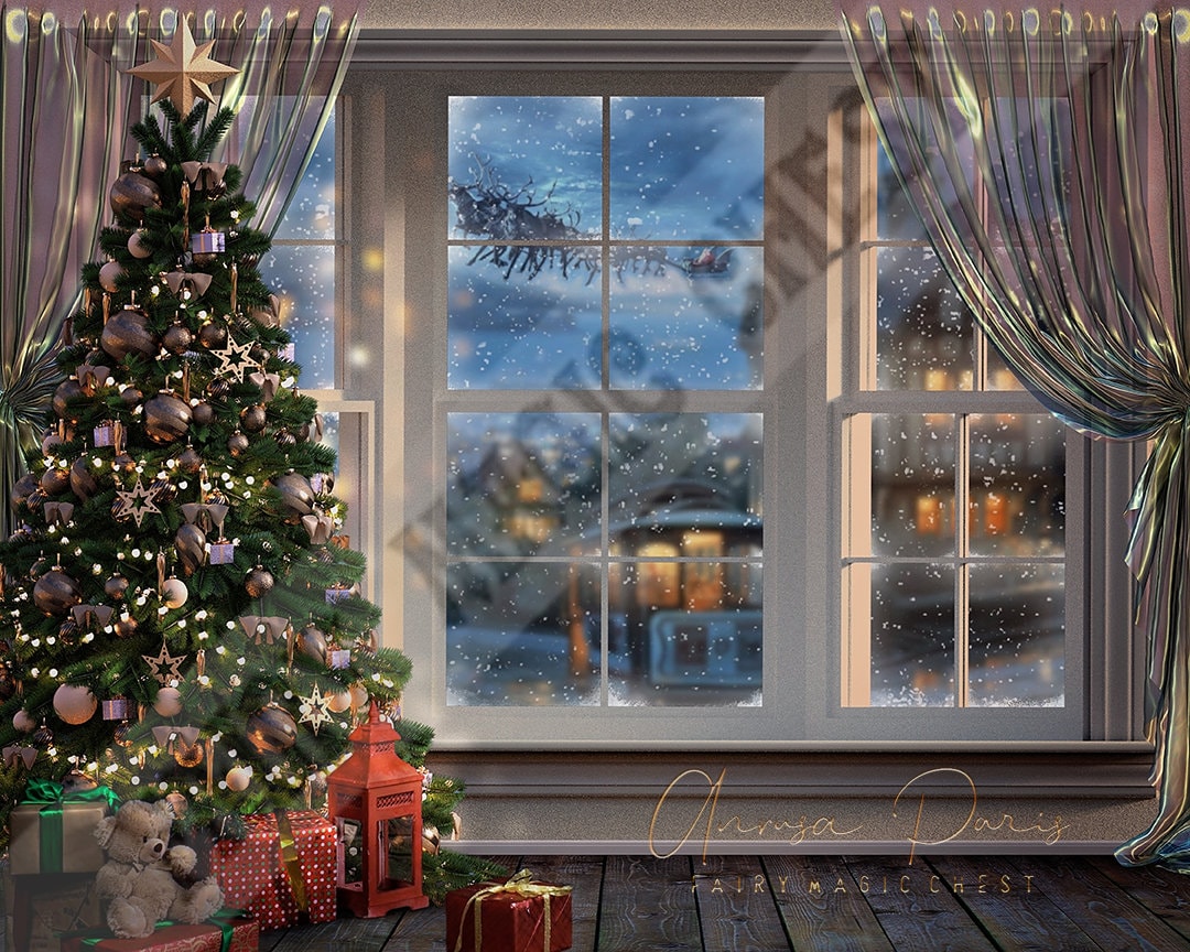 Digital Background Christmas Window Christmas Digital | Etsy