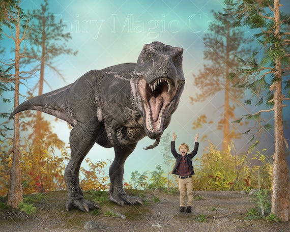 YongFoto Sfondo Fotografico In Vinile 2,2x1,5m - T-Rex Carnivoro Del Cretaceo - Fondale Per Festa Bambini, Matrimoni, Studio Fotografico - Alta Risoluzione