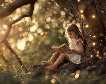Enchanted Forest Digital Background, Digital Backdrop for Composite Photography. Bokeh. Instant Download
