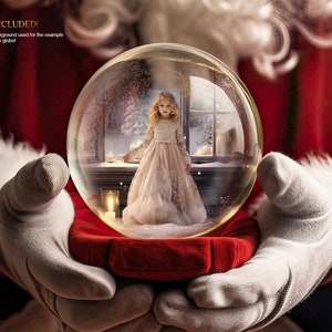 Globo di neve di Babbo Natale, sfondo digitale magico di Natale. Sfondo digitale per la fotografia. Download immediato. Regalo di Natale Finestra