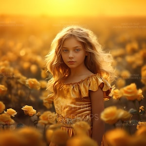 Digital Backdrop for Photography. Field of Yellow Blooms. Spring / Summer Flowers. Digital Background. Instant download