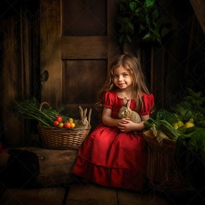 Bunny Digital Backdrop for Photography - Rabbit in rustic home - Digital Background. Instant download