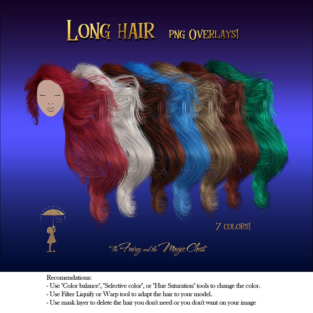 Long Hair Overlay Png Different Colours on Separate Layers. - Etsy