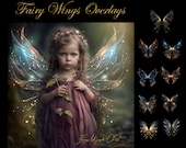 Sparkly Fairy Wings Overlays: Iridescent Magic, Photoshop Photography (Digital Download)