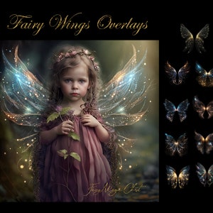 Fairy Wings Overlays, Photoshop Overlays. Magic digital wings , sparkly, iridescent, with fairy dust. Photography. Instant download