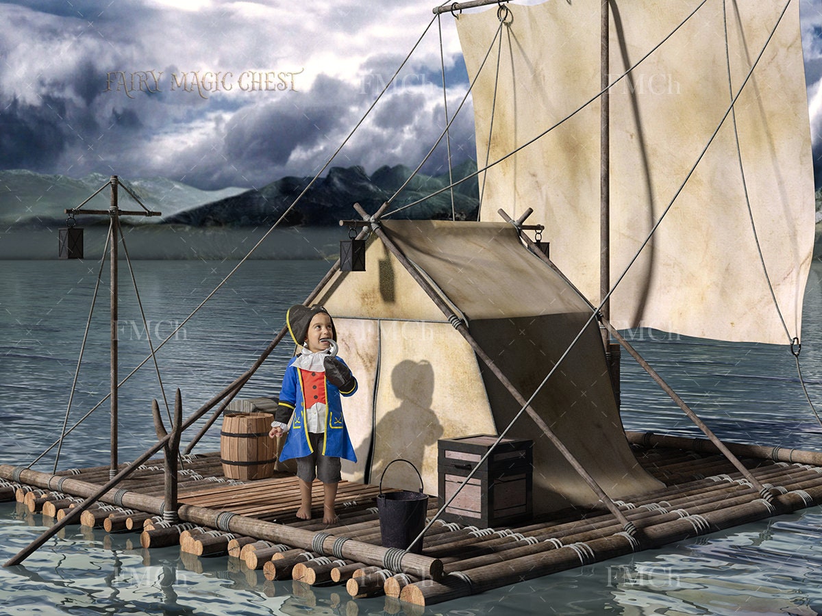BELECO 2.1x1.5m Tessuto Spiaggia Isola Pirata Tema Sfondo Nave pirata Scrigni del tesoro Botti Pappagallo Oceano Barca a vela Cascate di montagna Pirati Sfondo Decorazioni per feste