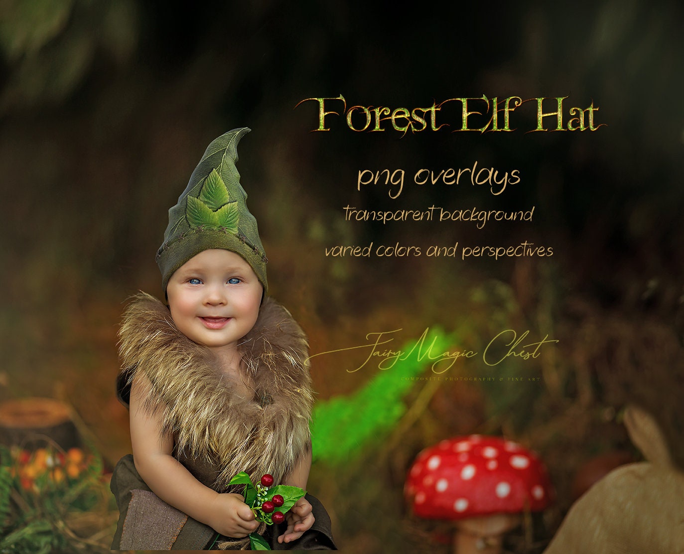 Forest Elf Hat / PNG Digital Overlays on Transparent Backgroud. Various ...