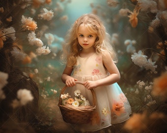 Spring Summer Garden Digital Backdrop for Photography / Digital Background. Instant download.