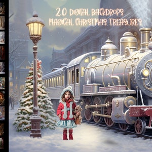 20 Christmas Digital Backgrounds for Photography. Bundle. Magical Christmas Treasures digital backdrops. Instant download.