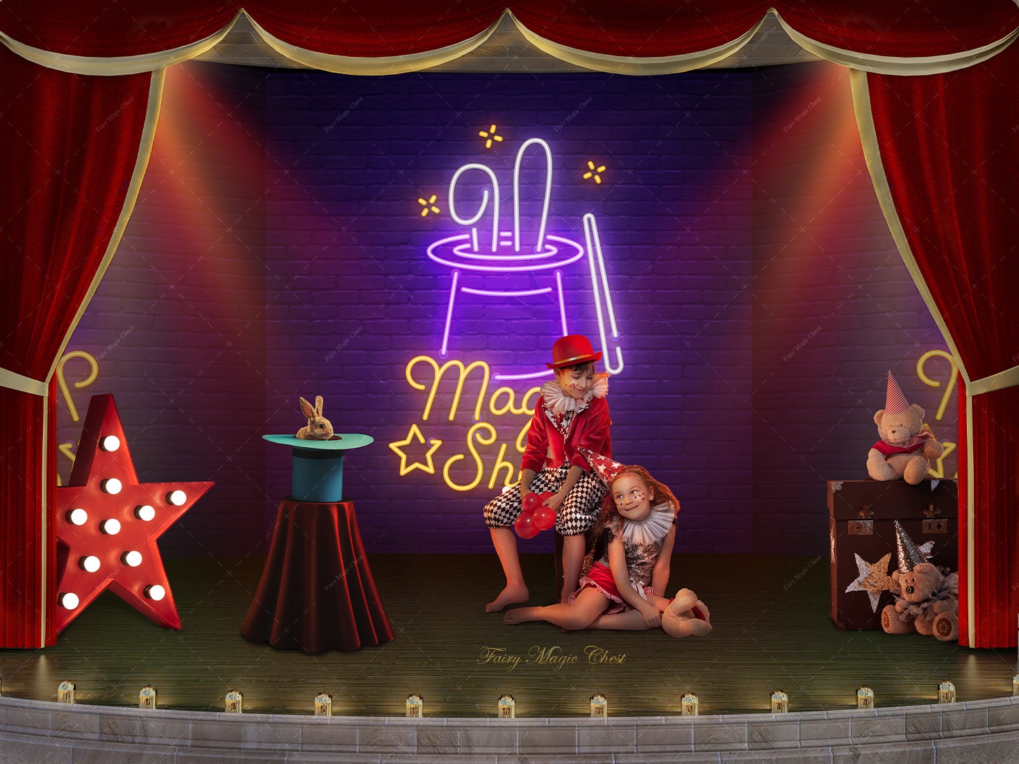 Digital Backdrop of a Theater Stage for Magic Show. Digital | Etsy