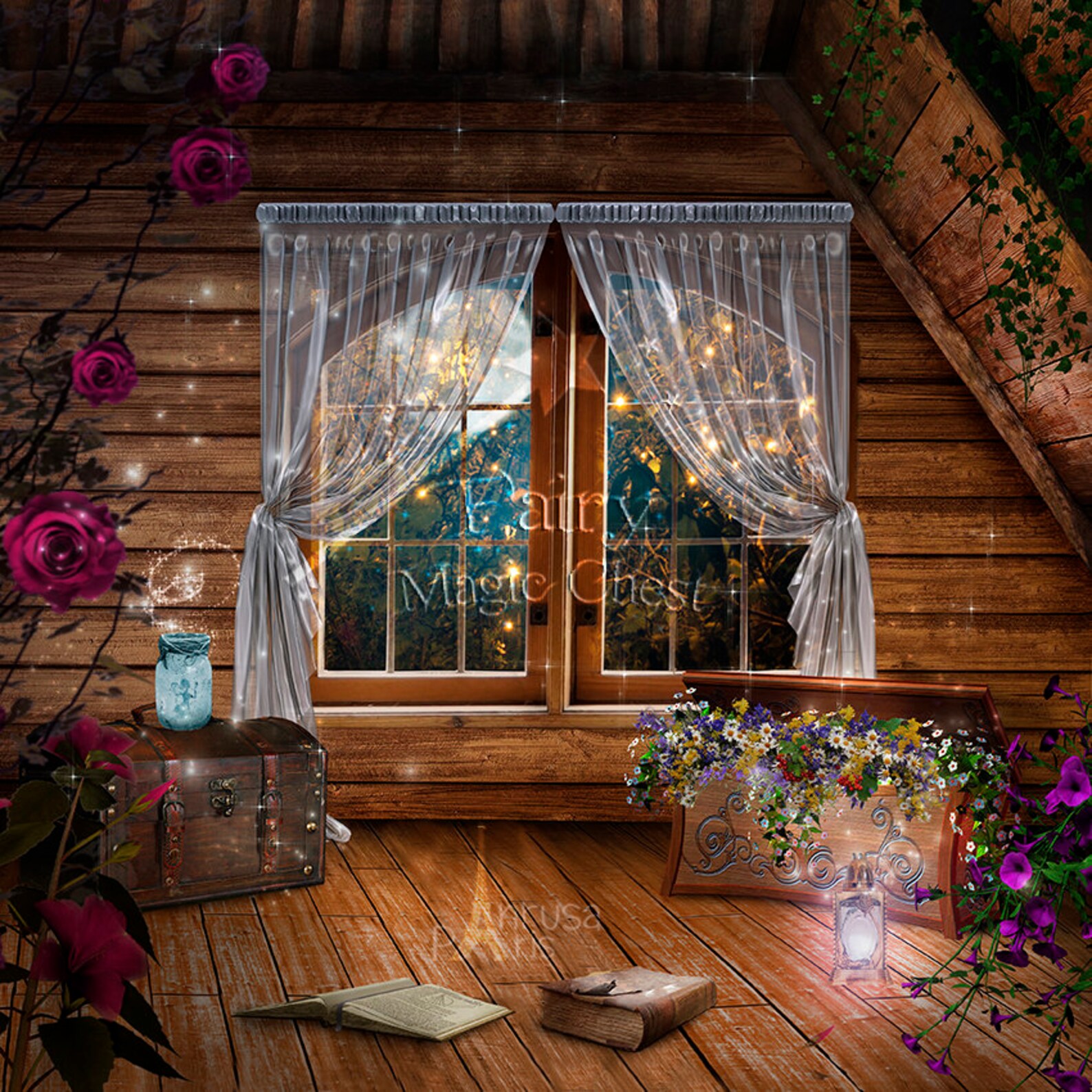 2 Attic Digital Background 2 Digital Backdrops With or | Etsy