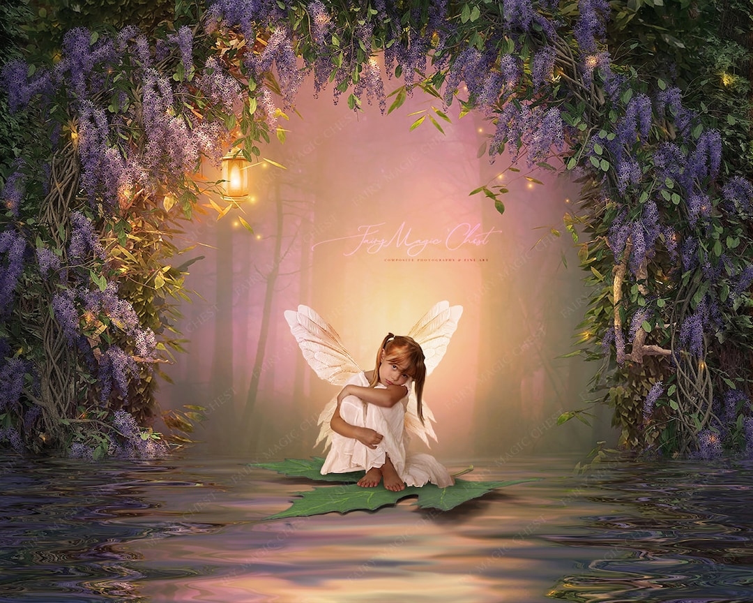 Fairy Digital Background / Magical Pond/ Lilacs Arch in - Etsy