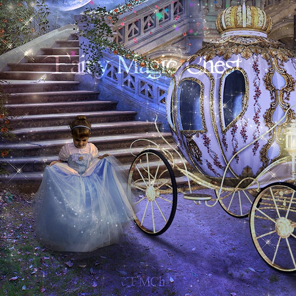 Cinderella digital backdrop , Fairytale Inspired , Princess Digital Background , Photo Prop , magical carriage, Instant download.