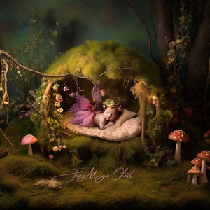 Newborn Digital Backdrop , fairy baby bed, digital background for Composite photography, baby girl