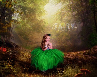Enchanted Forest Digital Backdrop: Creamy Tree Log (JPG File)