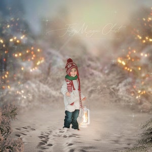 Christmas digital background / backdrop. Creamy and Snowy. Snow overlay included. Digital background for photography and Photoshop
