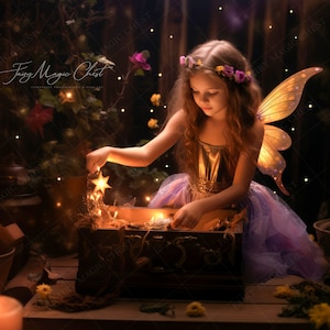 Fairy Digital Backdrop, Enchanted Digital Background, Magical Treasure Chest for Fantasy Composite Photography