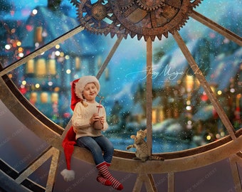 Christmas digital background, Clock Tower interior