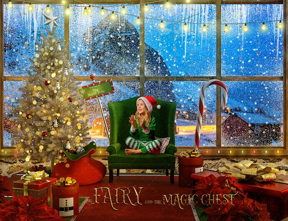 North Pole Christmas Window Digital Backdrop (Digital Download)