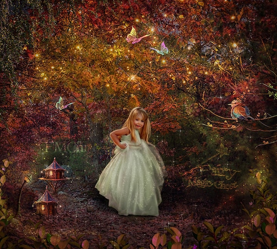 Enchanted Forest Digital Background Fantasy Lights And Etsy