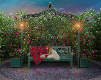 Floral Bench Digital Backdrop: Spring Easter Photography (Digital Download)