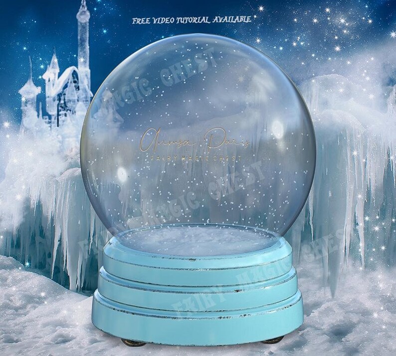 Digital background / backdrop Snow Globe in frozen place for | Etsy