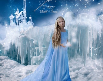 Ice Castle Digitaler Hintergrund: Gefrorene Magische Schneeflocken Overlay (Digitaler Download)
